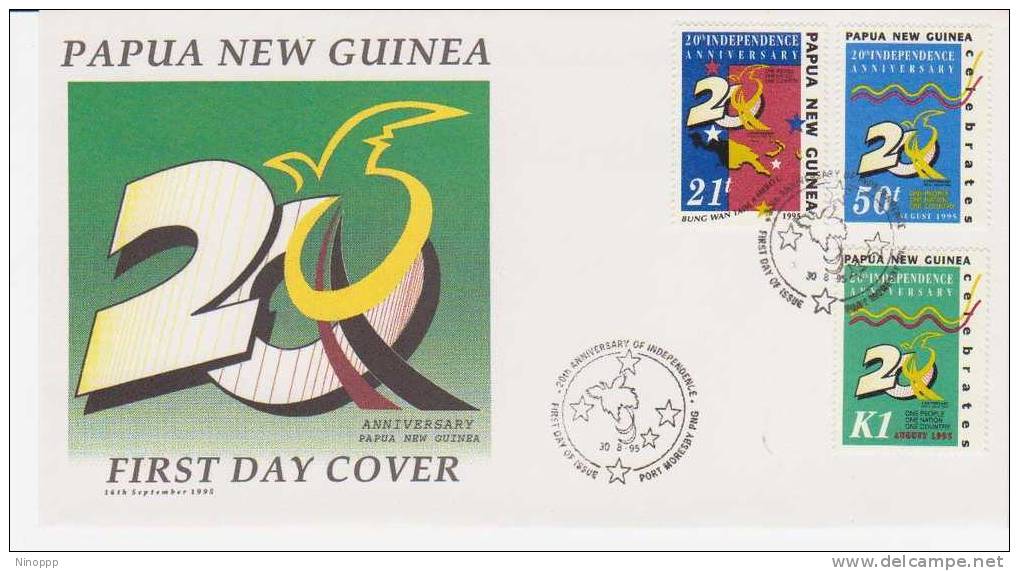 Papua New Guinea  1995  20th Anniversary Independence  FDC - Papouasie-Nouvelle-Guinée