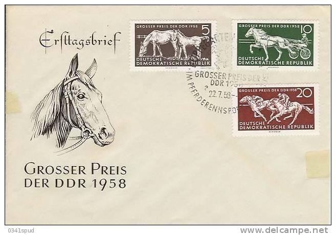 1958 Allemagne DDR  FDC  Hippisme Horse-Racing Ippica - Hípica