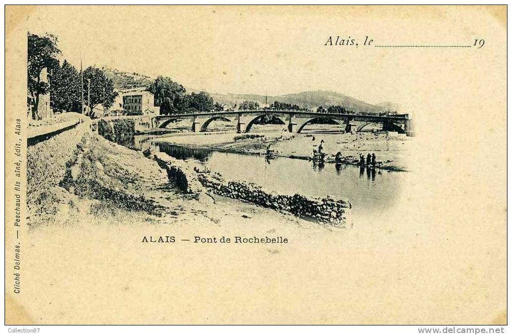 30 - GARD - ALAIS Ou ALES - PONT De ROCHEBELLE - CLICHE 1900 DOS SIMPLE - RARE - Alès