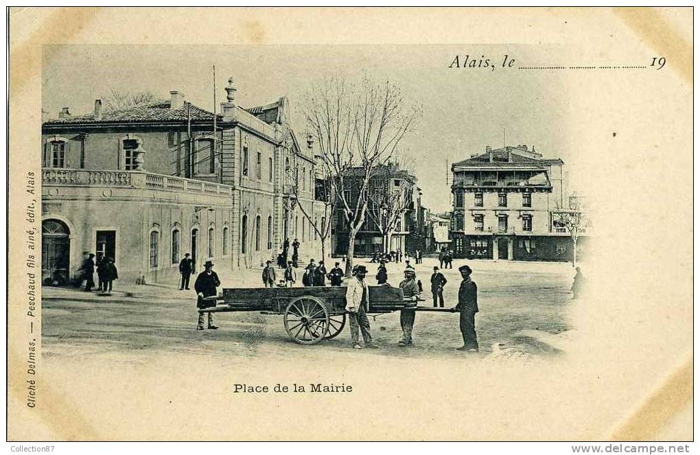 30 - GARD - ALAIS Ou ALES - PLACE De La MAIRIE - CLICHE 1900 DOS SIMPLE - RARE - Alès