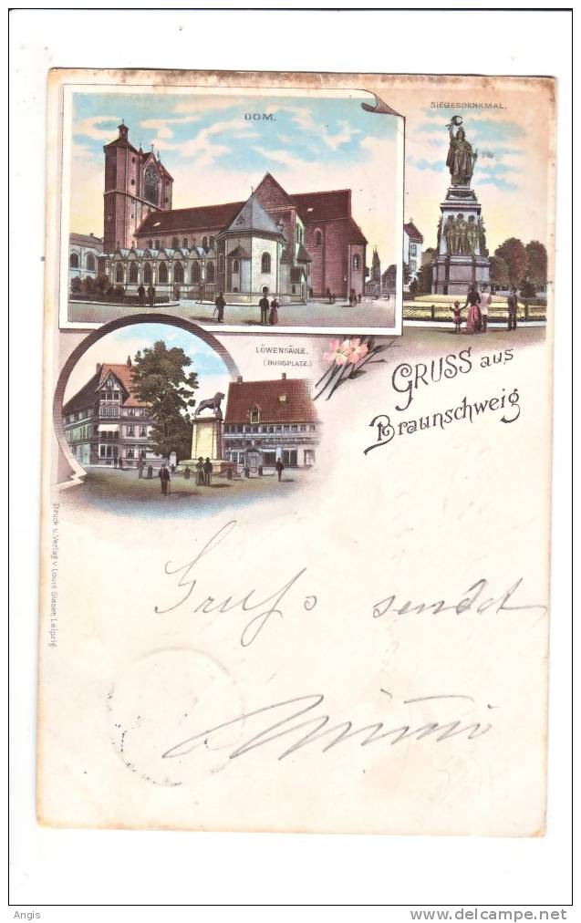 CPA---Allemagne >   Basse-Saxe >  BRAUNSCHWEIG ----GRUSS AUS BRAUNSCHWEIG---3   VUES---LITHO - Hildesheim