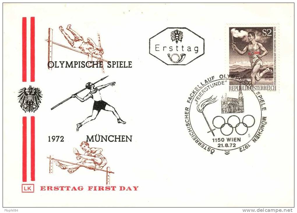 AUTRICHE-FLAMBEAU OLYMPIQUE WIEN 21-8-1972 - FDC