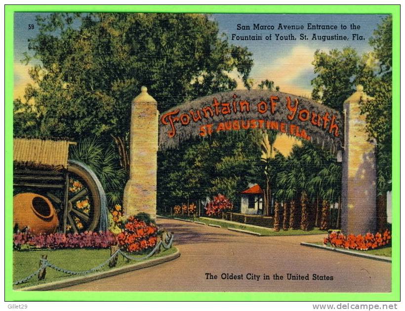 ST.AUGUSTINE, FL - SAN MARCO AVE. ENTRANCE FOUNTAIN OF YOUTH - - St Augustine