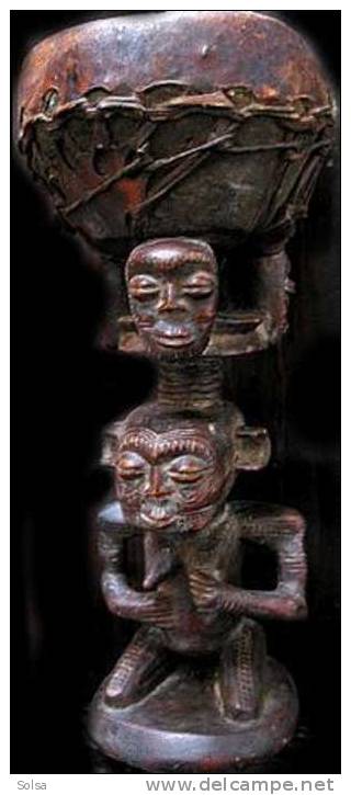 Superbe Ancien Tambour LUBA Maternité Ex Zaïre / Very Great Old Anthropomorphic Luba Drum - Art Africain