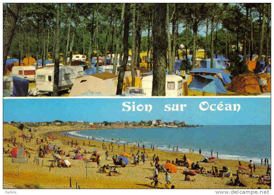 Carte Postale 85. Saint-Hilaire-de-Riez  Sion-sur-l´Océan  Le Camping Et La Plage Trés Beau Plan - Saint Hilaire De Riez