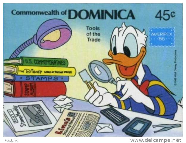 DOMINICA 1986 Disney Donald Duck Ameripex 45c, IMPERF.  [non Dentelé Geschnitten No Dentado Non Dentella - Canards