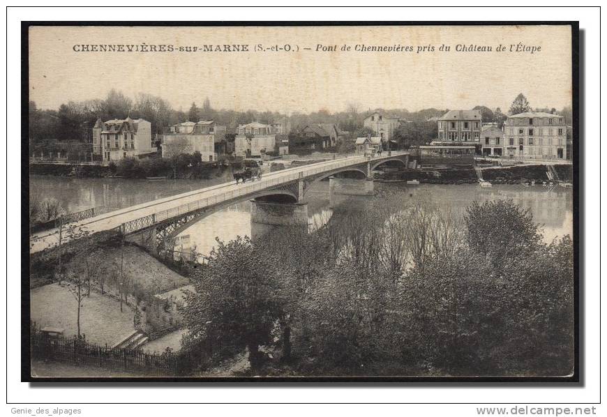 94 CHENNEVIERES Sur MARNE, Pont Pris Du Château De L'Etape, Dos Vierge - Chennevieres Sur Marne