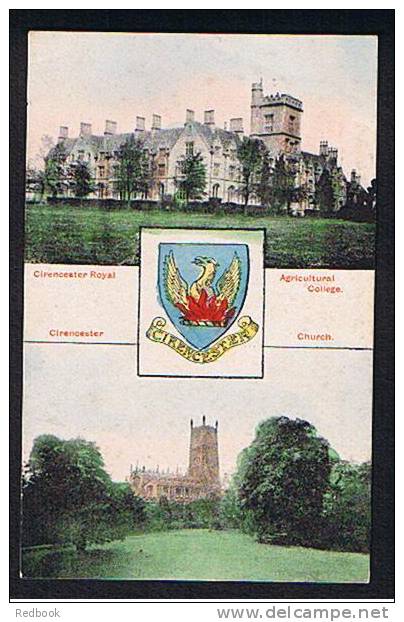 Coats Of Arms & Double View Cirencester Agricultural College Gloucester Postcard - Ref B129 - Gloucester