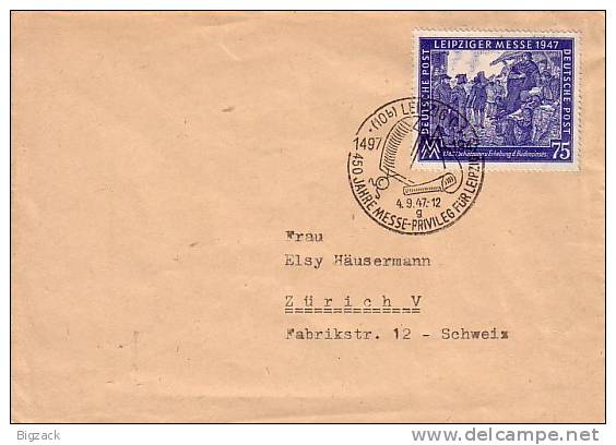 Gemeina. Brief EF Minr.966 SST Leipzig 4.9.47 Gel. In Die Schweiz - Sonstige & Ohne Zuordnung