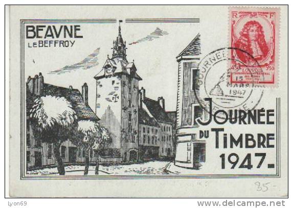 CARTE MAXIMUM JOURNEE DU TIMBRE  1947  BEAUNE - 1940-1949