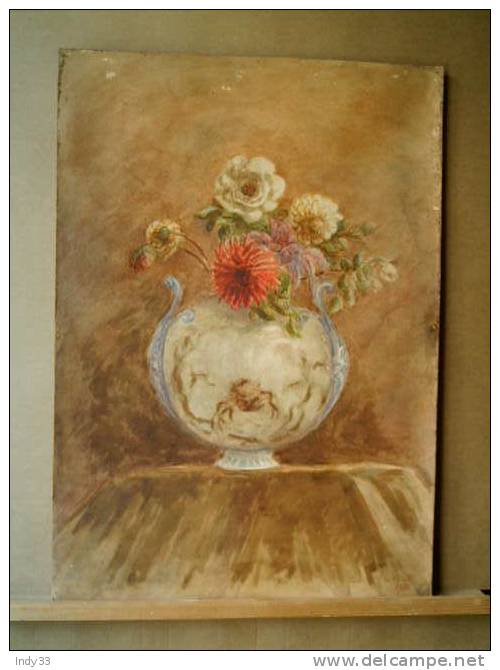 - BOUQUET DE FLEURS DANS UN VASE EN CERAMIQUE . AQUARELLE SIGNEE ET DATEE 1931 - Aquarelles