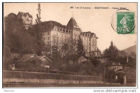 HAUTE SAVOIE-ref No 74555- Lac D Annecy -menthon -palace Hotel  - Bon Etat - Autres & Non Classés