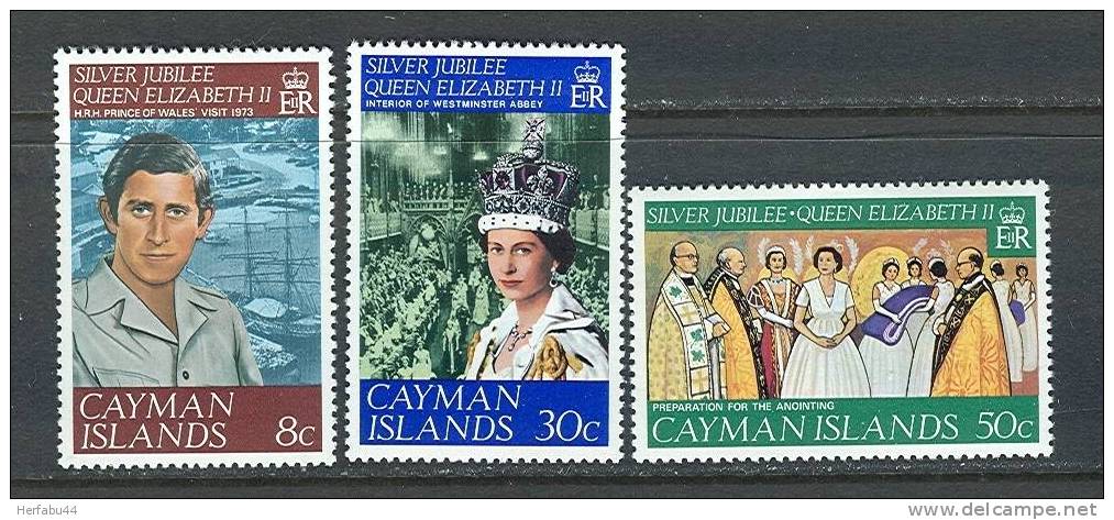 Cayman Islands        "Silver Jubilee"     Set        SC# 379-81 MNH** - Kaimaninseln