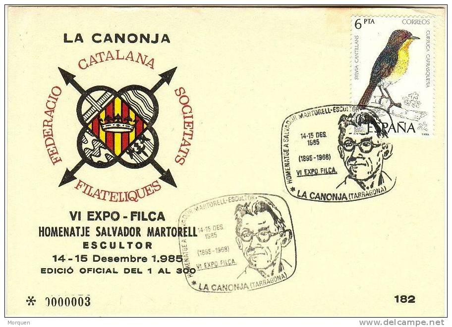 Tarjeta De Exposicion LA CANONJA (tarragona) 1985. Escultura Salvador Martorell - Cartas & Documentos