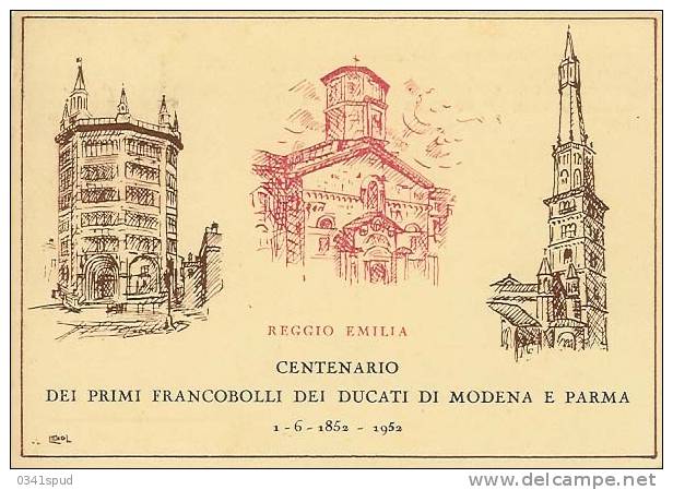 1952  Italia  Centenary Stamp Centenario Francobollo Modena  Parma - Autres & Non Classés