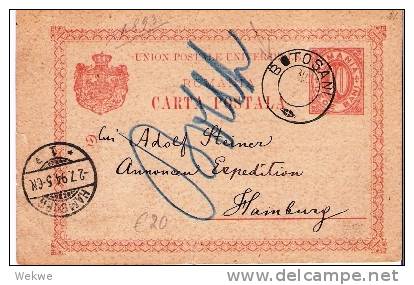 Rum058- RUMÄNIEN Botosani 1894 Auf P 21 Nach Hamburg - Cartas & Documentos