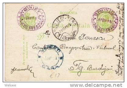 Rum070/- RUMÄNIEN  Simimeca 1913, Stempel In Violett, Ganzsache 5 Bani - Covers & Documents