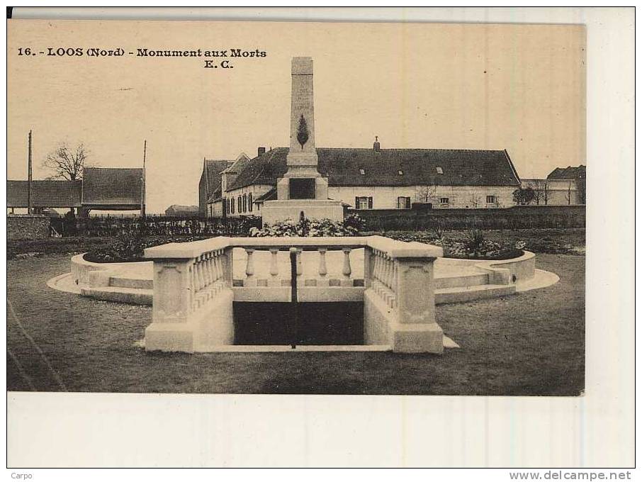 LOOS - Monument Aux Morts. - Loos Les Lille
