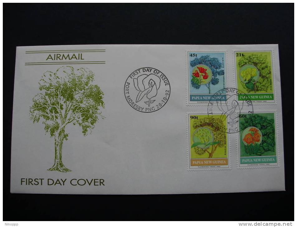 Papua New Guinea  1992  Flowering Trees (4)  FDC - Papua New Guinea