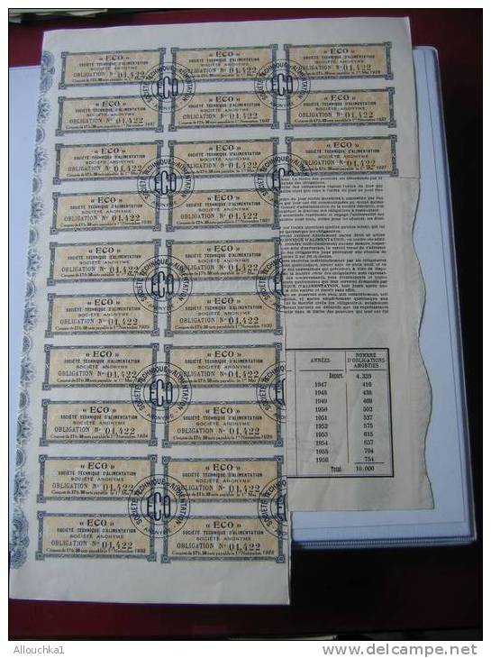 ACTION & TITRES: SOCIETE TECHNIQUE D ' ALIMENTATION " ECO" /1918  / SCRIPOPHILIE - Industry