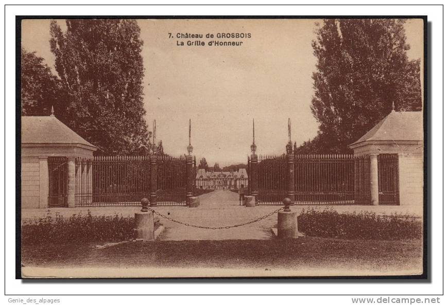94 Château De Grosbois, La Grille D'honneur, Au Fond Le Château, Ed Mulard -7- Voyagé En 1921 - Chateau De Grosbois