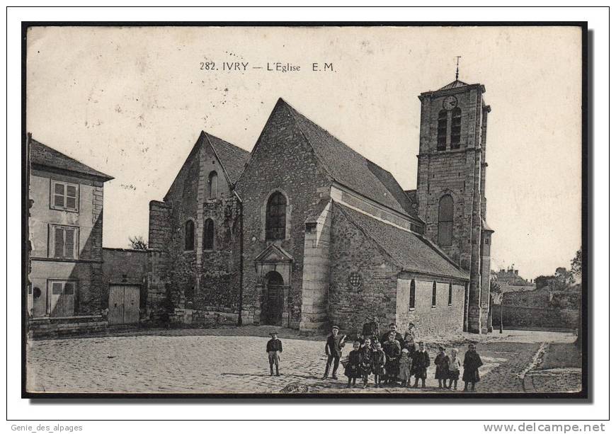 94 IVRY - L'Eglise, Animée, Ed EM -282-  Voyagé En 1930 - Ivry Sur Seine