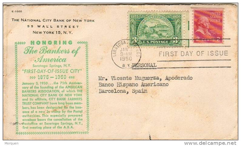 1337. Carta SARATOGA PRINGS (NY)  1950 Banqueros De America - Cartoline Maximum