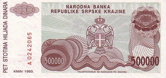 CROATIE   500 000 Dinara   Daté De 1993   Pick R23a    ***** BILLET  NEUF ***** - Croatia