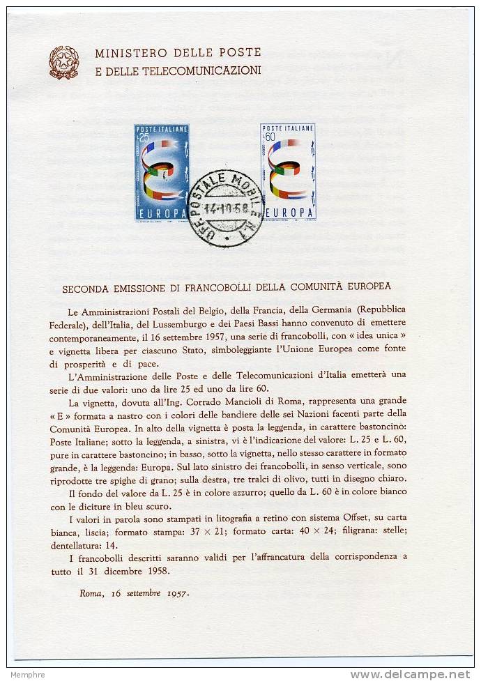 Bulletin Philatélique De La Poste Italienne N° 30 Annonçant Les Timbres Europa 1957 Texte Italien Et Français - 1957