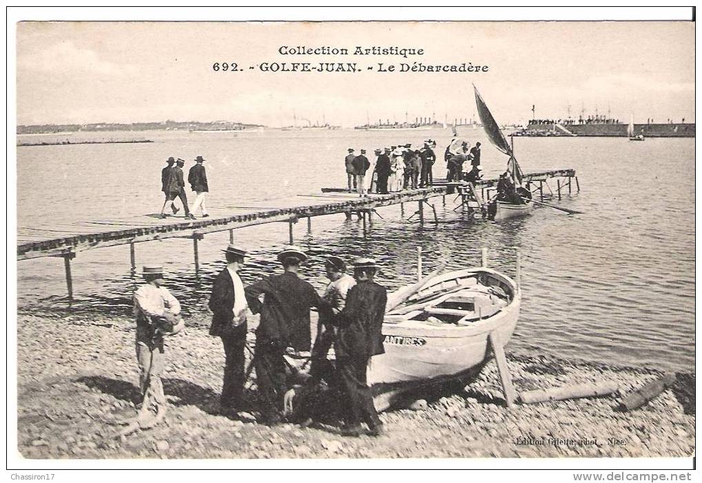 06 -  GOLFE-JUAN  -  Le Débarcadère  -  Animée : Embarquement Au Ponton - Pourparlers Sur La Plage - Vallauris