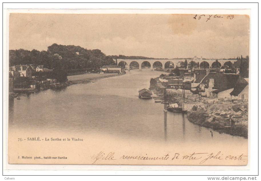 SABLE SUR SARTHE 72 LA SARTHE ET LE VIADUC Précurseur Dos Simple  #1760 - Sable Sur Sarthe