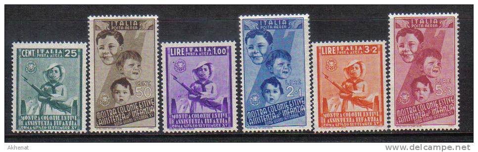 2RG519 - REGNO 1937 , Colonie Estive : Posta Aerea Serie N. 100/105  *** - Posta Aerea