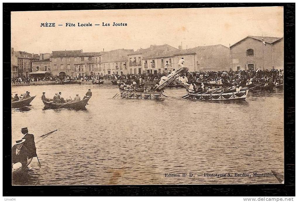 CPA ANCIENNE- MEZE- (34)-  FETE LOCALE-  LES JOUTES- Avant Le Coup De Lance- Très Belle Animation- - Mèze