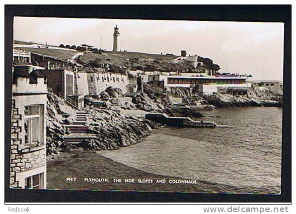 Real Photo Postcard Plymouth Devon The Hoe Slopes Lighthouse & Colonnade - Ref B131 - Plymouth