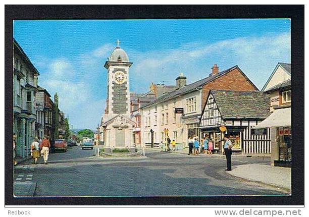 Postcard East Street Policeman Strand Cafe & Clock Tower Rhayader Radnor Wales - Ref B131 - Radnorshire