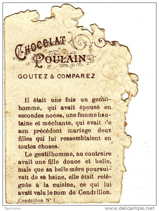 CHROMO Découpi Chocolat Poulain Cendrillon Prière Tombe Fleurs Pensées Découpis - Poulain