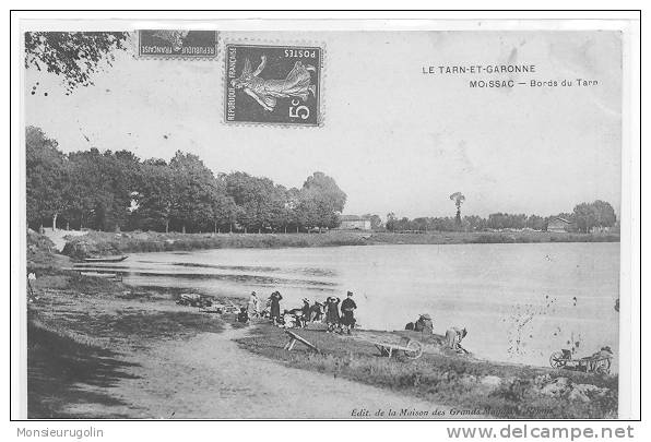 82 ) MOISSAC, Bords Du Tarn, Ed De La Maison Des Grands Magasins Réunis, ANIMEE ( LAVEUSES ) - Moissac