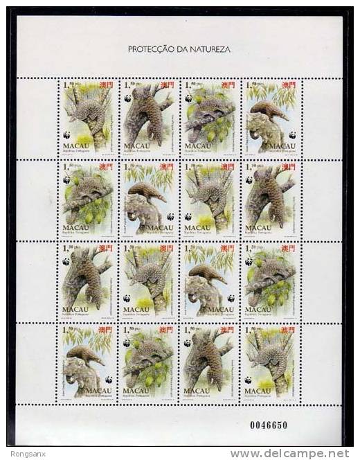 1995 MACAO ISSUE WWF SHEETLET OF 4 SETS - Blocks & Sheetlets