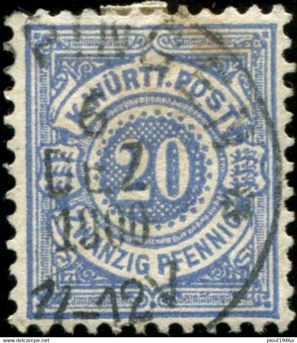 Pays :  20,61 (Allemagne: Wurtenberg (Royaume : Charles Ier (1864-1888)  Yvert Et Tellier N° :  47 (o) - Usati