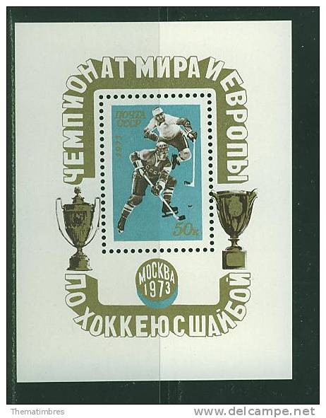 N0092 Hockey Sur Glace Bloc 83 URSS 1973 Neuf ** - Hockey (Ice)