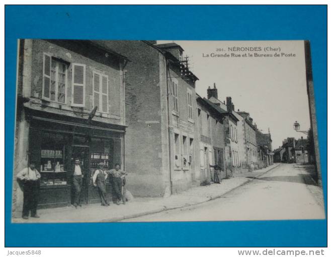 18) Nérondes - N° 201 - Le Tabac  - Le Bureau De Poste Et La Grande Rue -   - Année - Edit  E.M.B - Nérondes