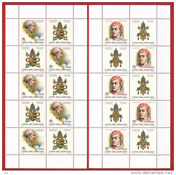 VATICANO 1999 I PAPI E GLI ANNI SANTI DAL 1300 AL 2000. 8 MINIFOGLI  I° SERIE. MNH* - Blocks & Sheetlets & Panes