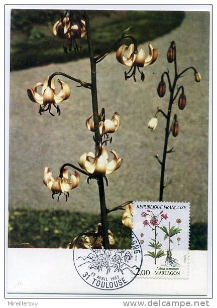 CARTE MAXIMUM LILIUM  MONTANUM LYS  MARTAGON 1ER JOUR - Roses