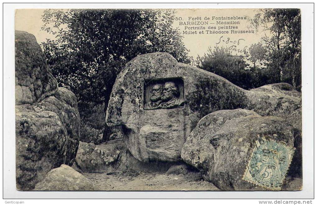 I5 - Forêt De FONTAINEBLEAU - BARBIZON - Médaillon - Portrait Des Peintres MILLET Et Théodore ROUSSEAU - Barbizon