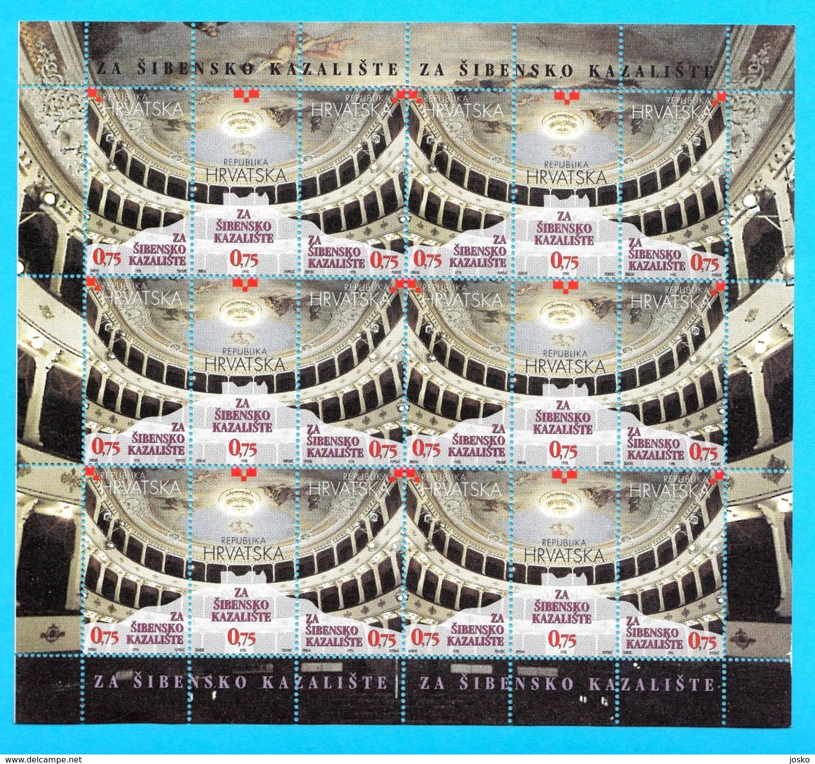 SIBENIK THEATRE  ( Croaziia 18-stamp Sheet  MNH** ) - Theater Stage Théâtre Teatro Theatrum - Théâtre