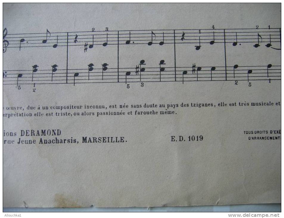 PARTITION MUSIQUE:"LES YEUX NOIRS  " PR PIANO DE ROBERT CHARLES MARTIN :EDITION DERAMOND - Tasteninstrumente