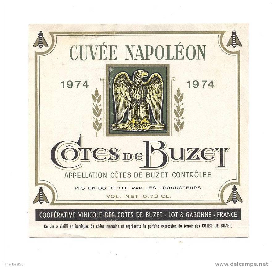 Etiquette De Vin Côte De Buzet 1974 - Cuvée Napoléon - Coop. Vinicole Des Côtes De Buzet (47) - Kaiser, Könige, Königinnen Und Prinzen