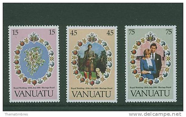 5S0106 Marianne De Diana Et Charles Bouquet Fleur 628 à 630 Vanuatu 1981 Neuf ** - Vanuatu (1980-...)