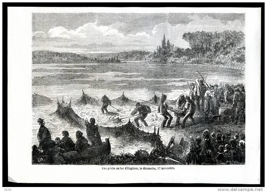 Pêche Au Lac D'ENGHIEN    1861    Gravure - Collections