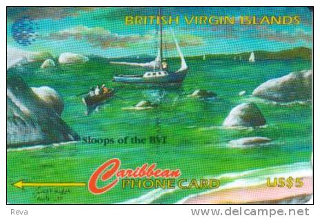 BRITISH VIRGIN ISLANDS $5 SLOOPS  BOAT  GPT  BVI-218A  CODE: 218CVVA 6 DIGITS SN  READ DESCRIPTION !! - Vierges (îles)